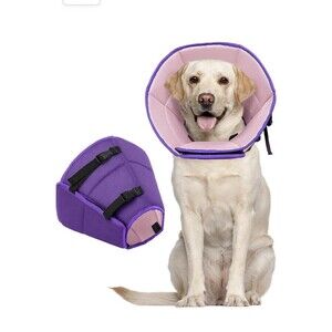 Kuoser Soft Dog Cone Protective Collar After Surgery Adjustable Size L Purple